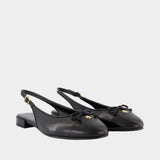 Cap Toe Slingbacks - Tory Burch - Leather - Black