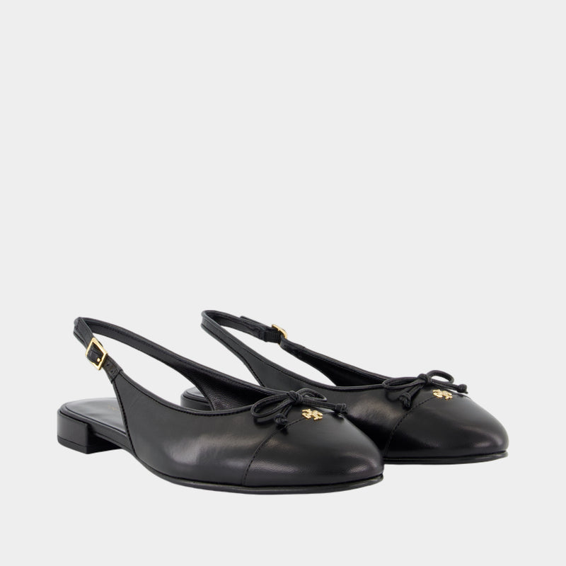 Cap Toe Slingbacks - Tory Burch - Leather - Black