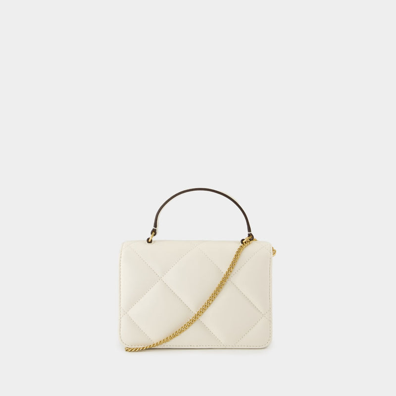 Kira Diamond Mini Wallet On Chain - Tory Burch - Leather - White