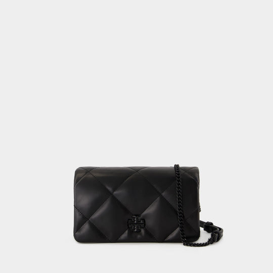 Kira Diamond Powder Wallet On Chain - Tory Burch - Leather - Black