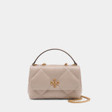 Kira Diamond Quilt Small Convertible Shoulder Bag - Tory Burch - Leather - Beige