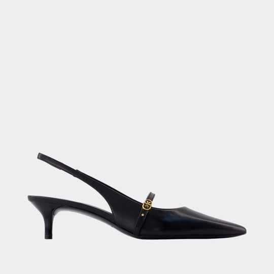 Double T Buckle Pumps - Tory Burch - Leather - Black