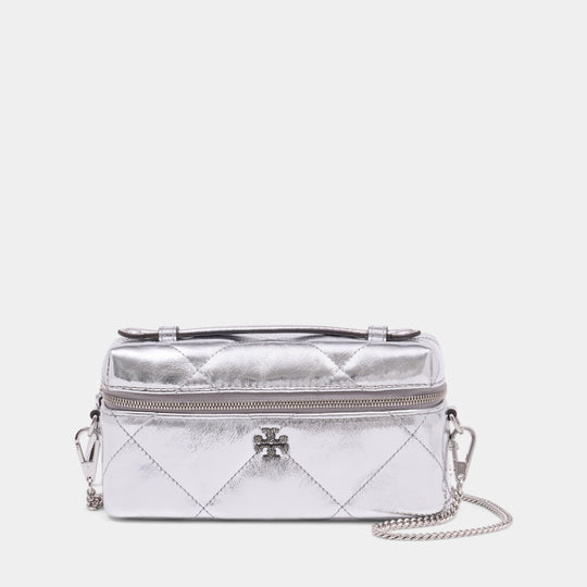 Kira Diamond Quilt East West Crossbody - Tory Burch - Leather - Silver