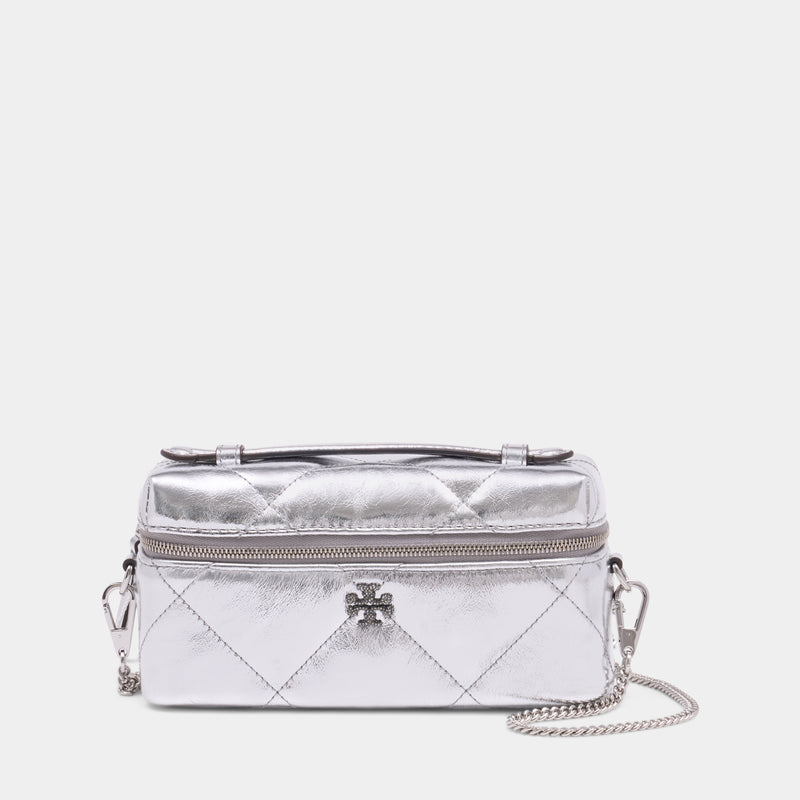 Kira Diamond Quilt East West Crossbody - Tory Burch - Leather - Silver