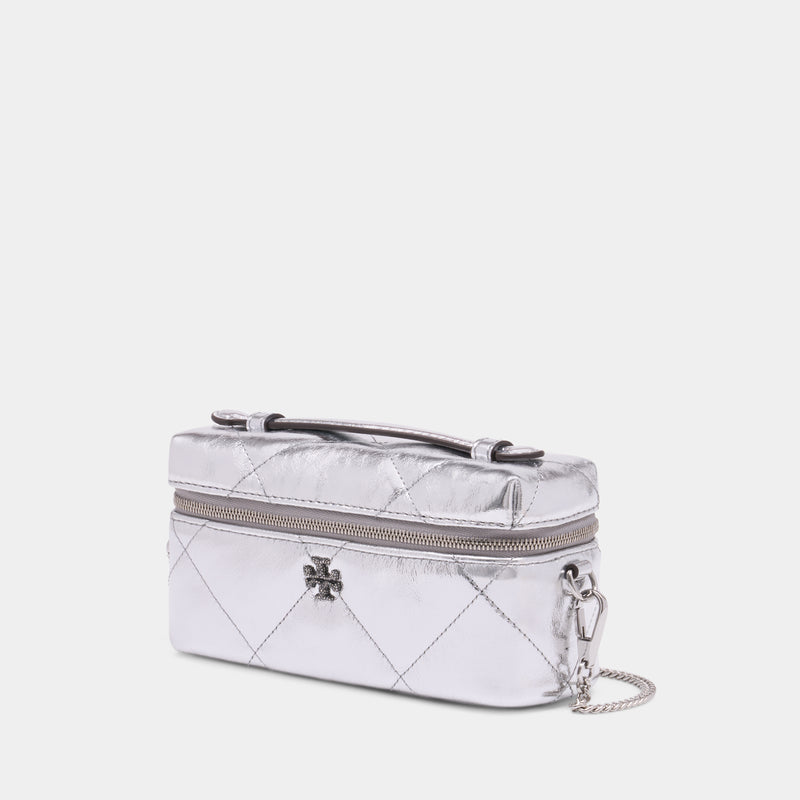 Kira Diamond Quilt East West Crossbody - Tory Burch - Leather - Silver