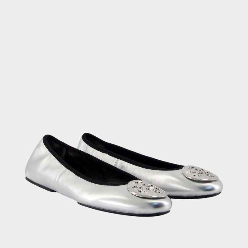Minnie Travel Ballerinas - Tory Burch - Leather - Silver