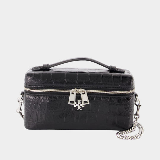 Charlie East West Vanity Case - Tory Burch - Leather - Black