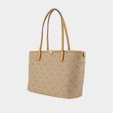 T-Monogram Small Zip Shopper Bag - Tory Burch - Leather - Beige