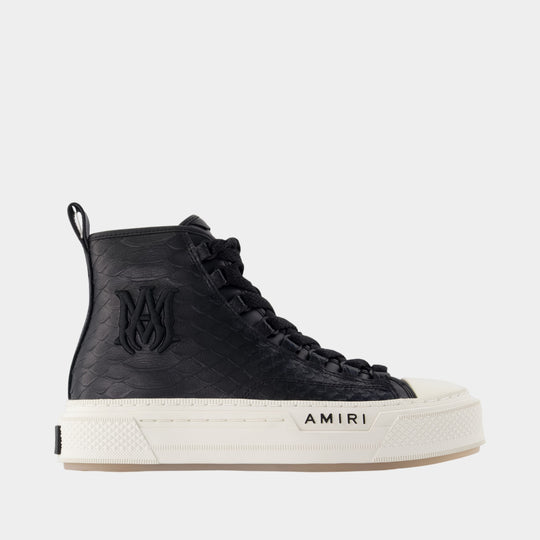 Python Ma Court Hi Sneakers - Amiri - Leather - Black