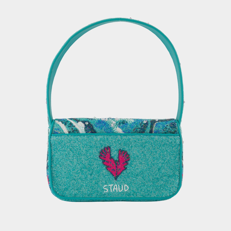 Tommy Beaded Shoulder Bag - Staud - Synthetic - Blue