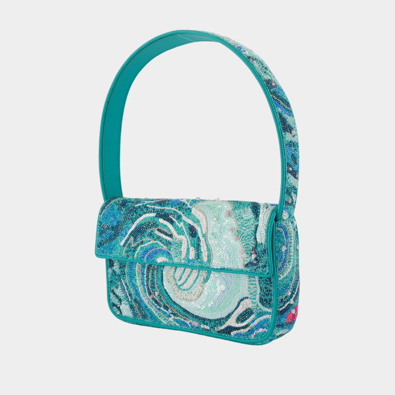 Tommy Beaded Shoulder Bag - Staud - Synthetic - Blue
