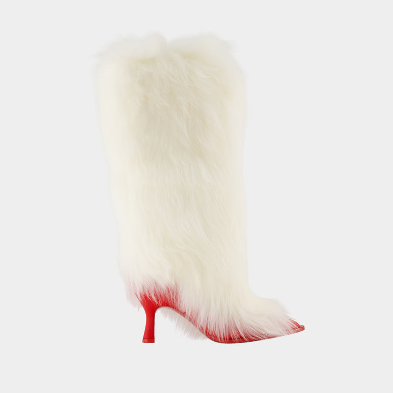Ambush Fur Heel Boots - UGG - Fur - White/Red