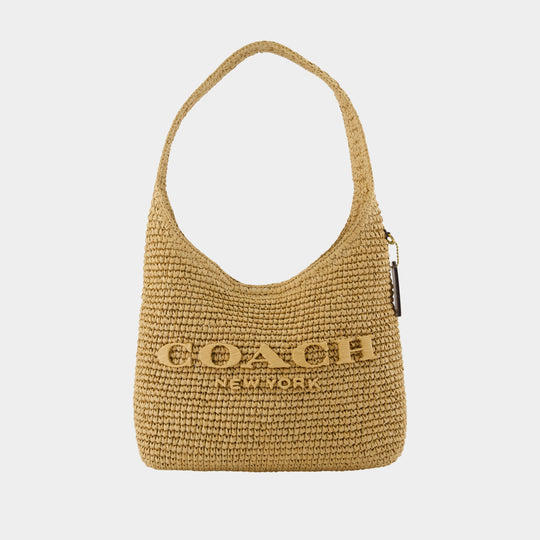Weave Straw Brooklyn 28 Shoulder Bag - Coach -  - Beige