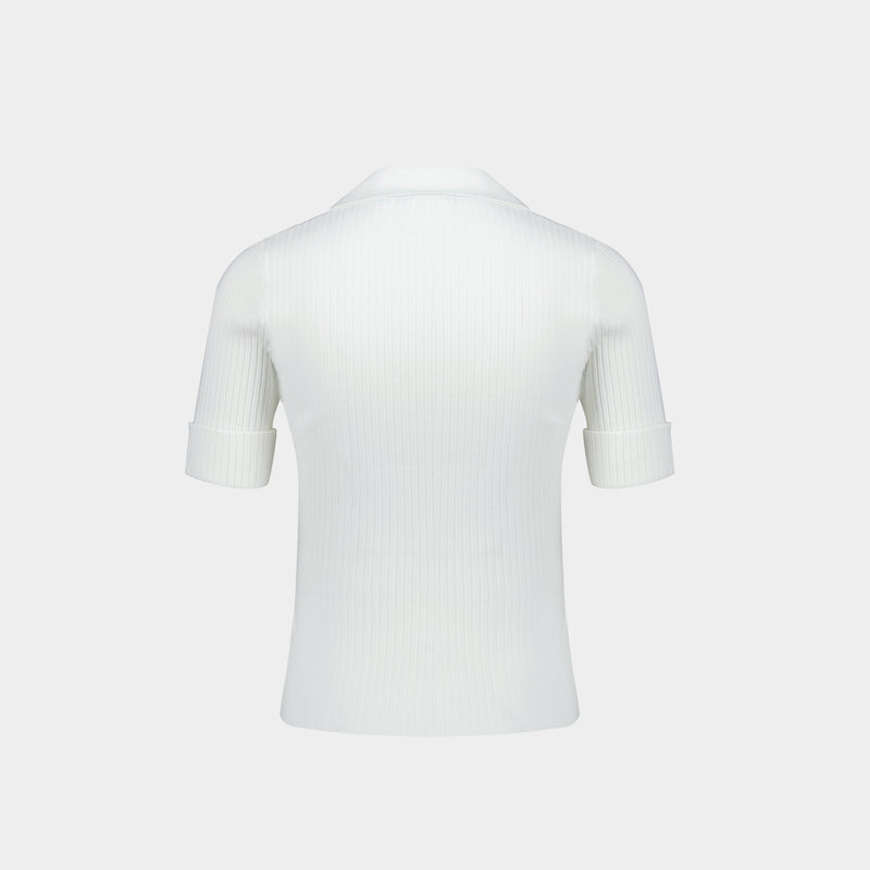 Ribbed Polo - Courreges - Viscose - White