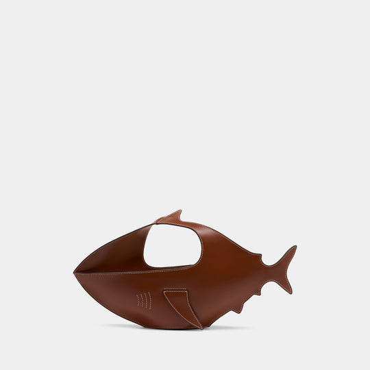 Shark Handbag - Staud - Leather - Brown