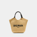 Mini Shopper Bag - Balmain - Raffia - Beige
