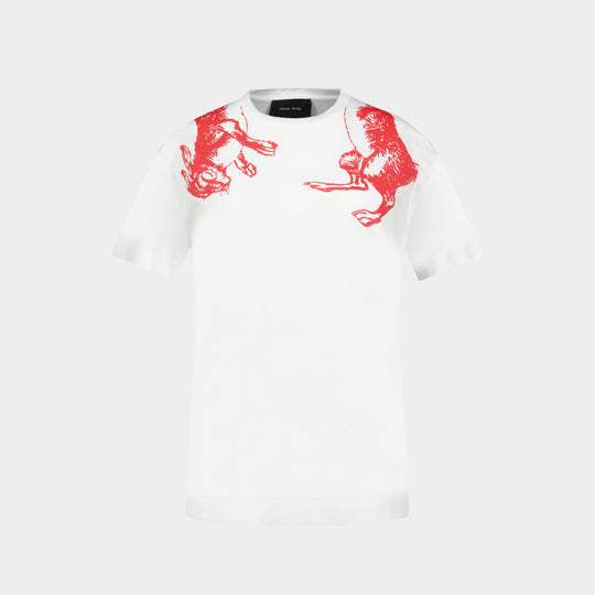 Hare Illustration T Shirt - Simone Rocha - Cotton - White