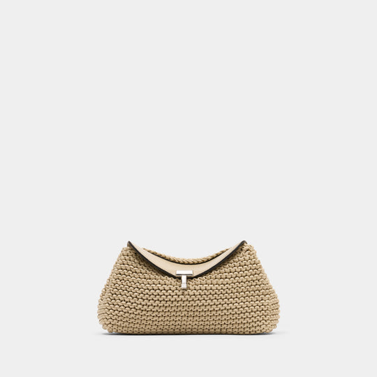 Mini T-Lock Clutch - TOTEME - Leather - Beige