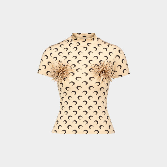 Moon Pompons Ss Crewneck T-Shirt - Marine Serre - Cotton - Beige