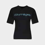 Waisted Printed T-Shirt - Courreges - Cotton - Black
