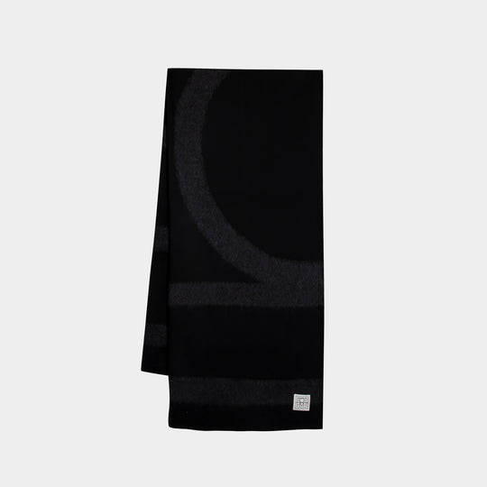 Monogram Twill Scarf - TOTEME - Wool - Black
