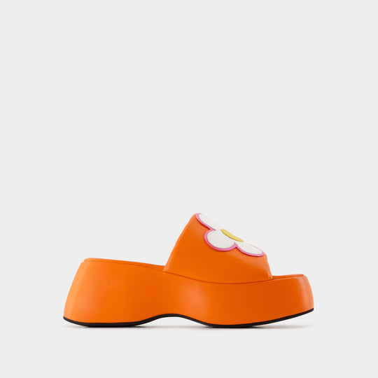 Flower Sandals - Carel - Leather - Orange
