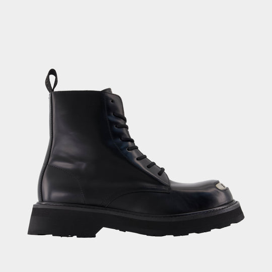 New Kenzo Smile Lace Up Boots - Kenzo - Leather - Black