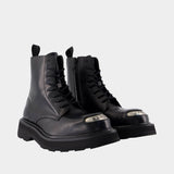 New Kenzo Smile Lace Up Boots - Kenzo - Leather - Black