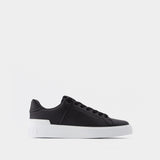 B Court-Calfskin in Black and White Leather