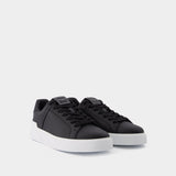 B Court-Calfskin in Black and White Leather