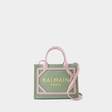 B-Army Small Shopper Bag - Balmain - Canvas - Green/Pink/Yellow