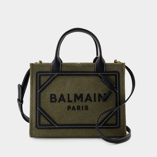 B-Army Small Shopper Bag - Balmain - Canvas - Khaki/Black