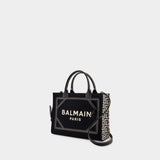 B-Army Small Shopper Bag - Balmain - Canvas - Ivory/Black