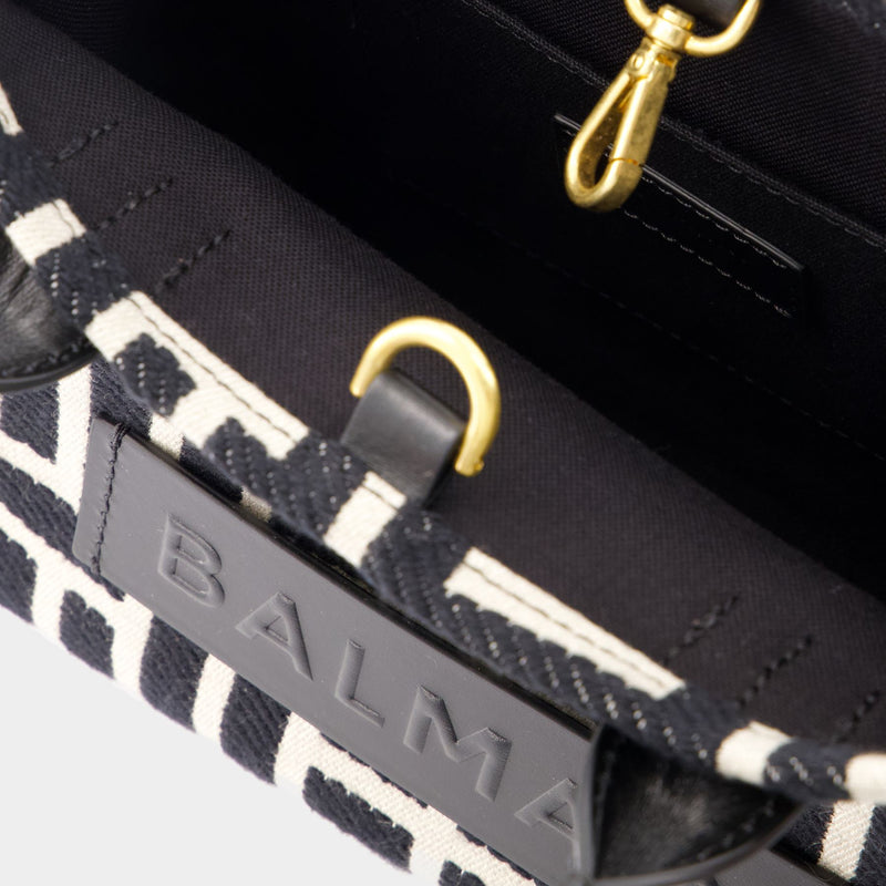 B-Army Small Shopper Bag - Balmain - Cotton - Ivory/Black