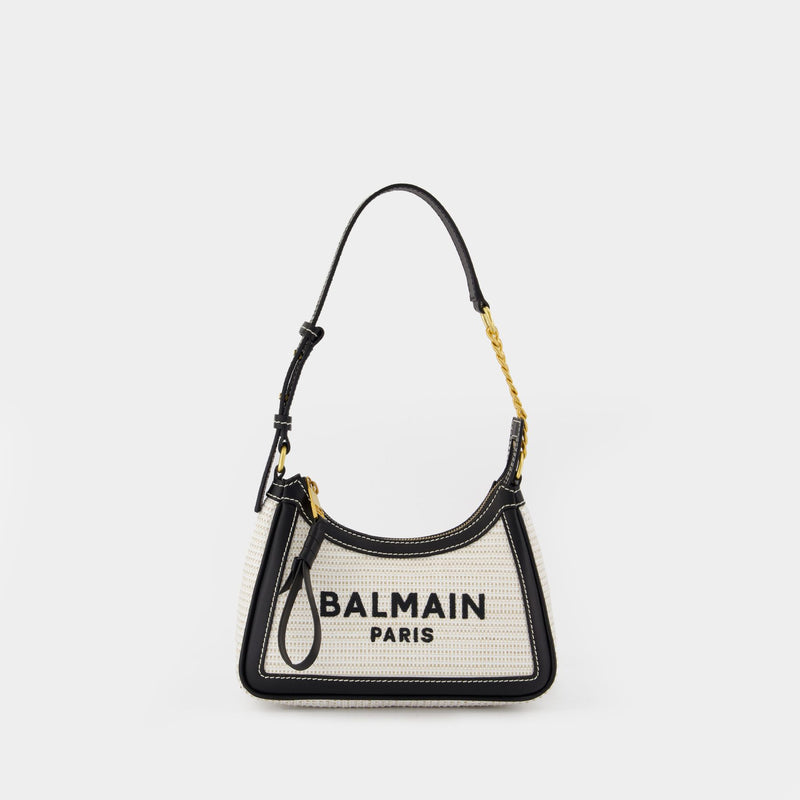 B-Army Shoulder Bag - Balmain - Raffia - Neutral/Black