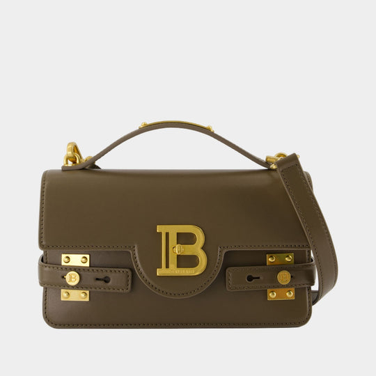 B-Buzz 24 Shoulder Bag - Balmain - Leather - Khaki