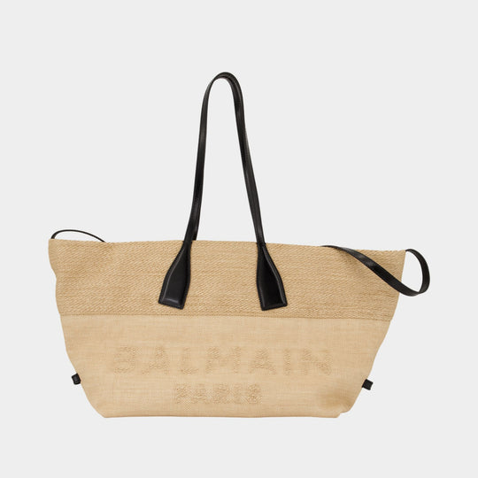 Track Shopper Bag - Balmain - Raffia - Neutral