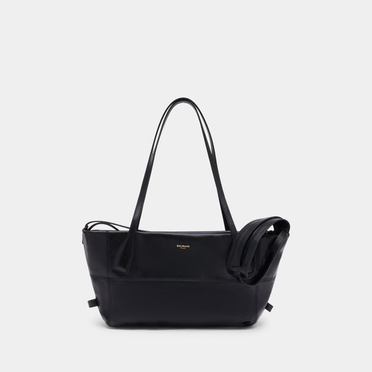 Track Zip Small Shoulder Bag - Balmain - Leather - Black