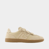 Swan Scratch Sneakers - Balmain - Leather - Beige