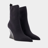 Wedge Ankle Boots - Balmain - Cotton - Black