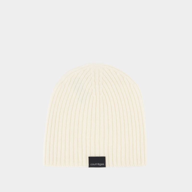 Ac Ribbed Beanie - Courreges - Wool - Neutral