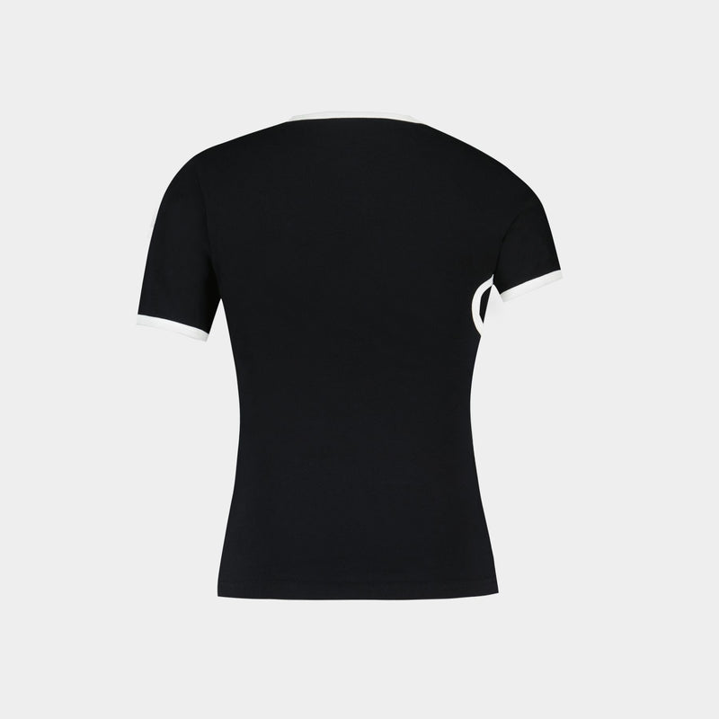 Slash Contrast T-Shirt - Courreges - Cotton - Black