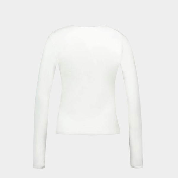 Slash Contrast T-Shirt - Courreges - Cotton - White