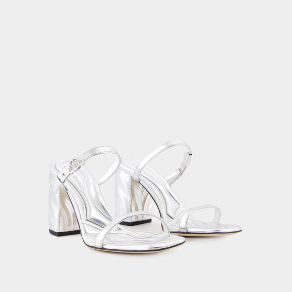 Seal Heeled Sandals - Alexander McQueen - Leather - Silver