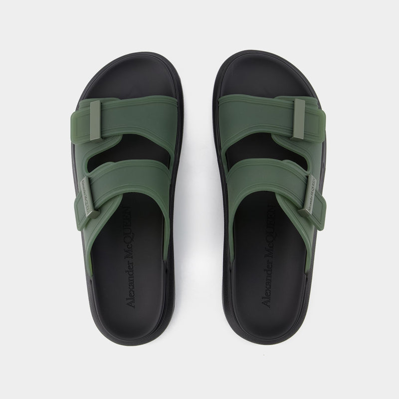 Rubber Sandals - Alexander McQueen - Calfskin - Khaki