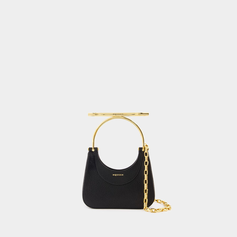 Mini Cross Bar Purse - Alexander McQueen - Leather - Black/Gold