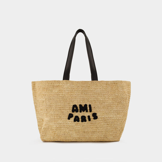 Shopping bag - AMI Paris - Raphia - Neutral
