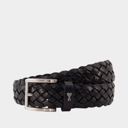 30mm Braided Paris Paris Belt - AMI Paris - Leather - Black