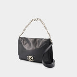 Bb Soft Flap L Shoulder Bag - Balenciaga - Leather - Black