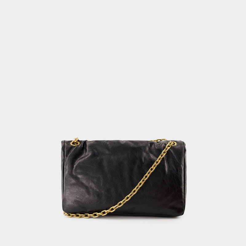 Monaco Chain M Shoulder Bag - Balenciaga - Leather - Black